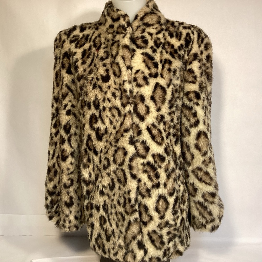 HBH Hillmoor of New York Vintage 60s 70s faux leopard fur jacket size medium